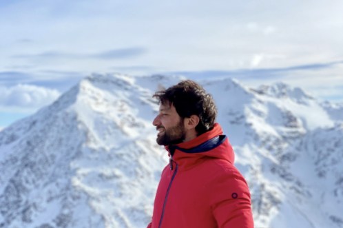 Simone in the snowy mountains